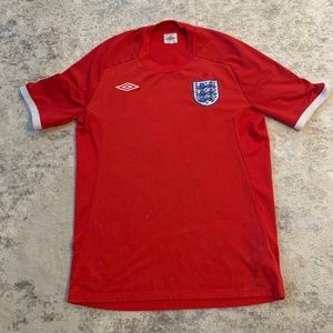 England 2010 World Cup Away Authentic Soccer Jersey - Red Used Medium/Large Men'
